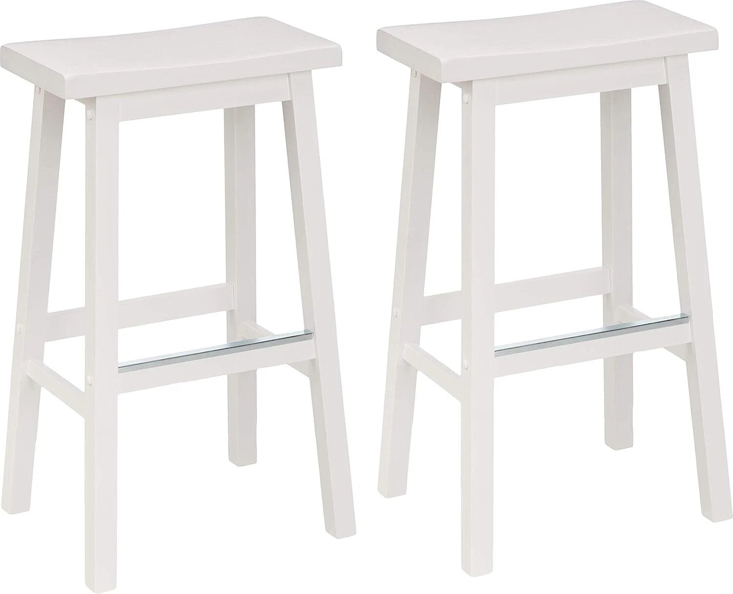 Solid Wood Saddle Seat Kitchen Island Counter Bar Stools White - Set of 2 07FC0E-D4 - KOEEK