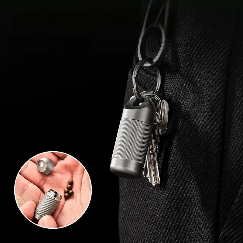 Titanium Pill Holder Case Organizer Container Waterproof Portable Keychain EDC 07FC0E-D4 - KOEEK