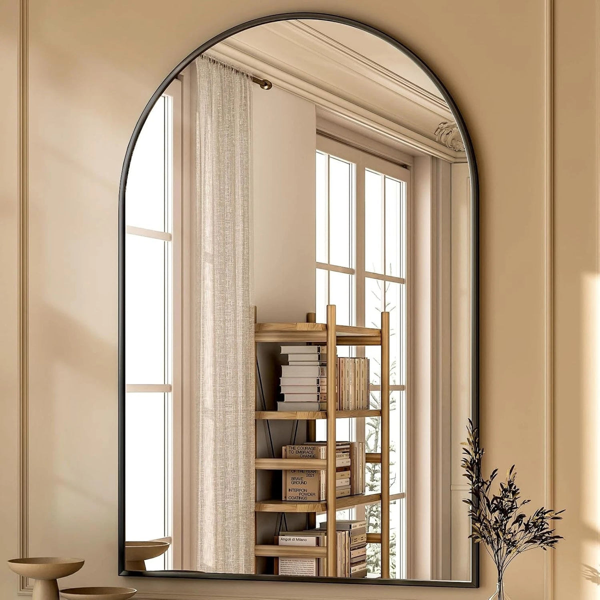 26x38inch Arch Bathroom Mirror-Arched Bathroom Mirror/Wall Mounted Vanity Mirror 07FC0E-D4 - KOEEK