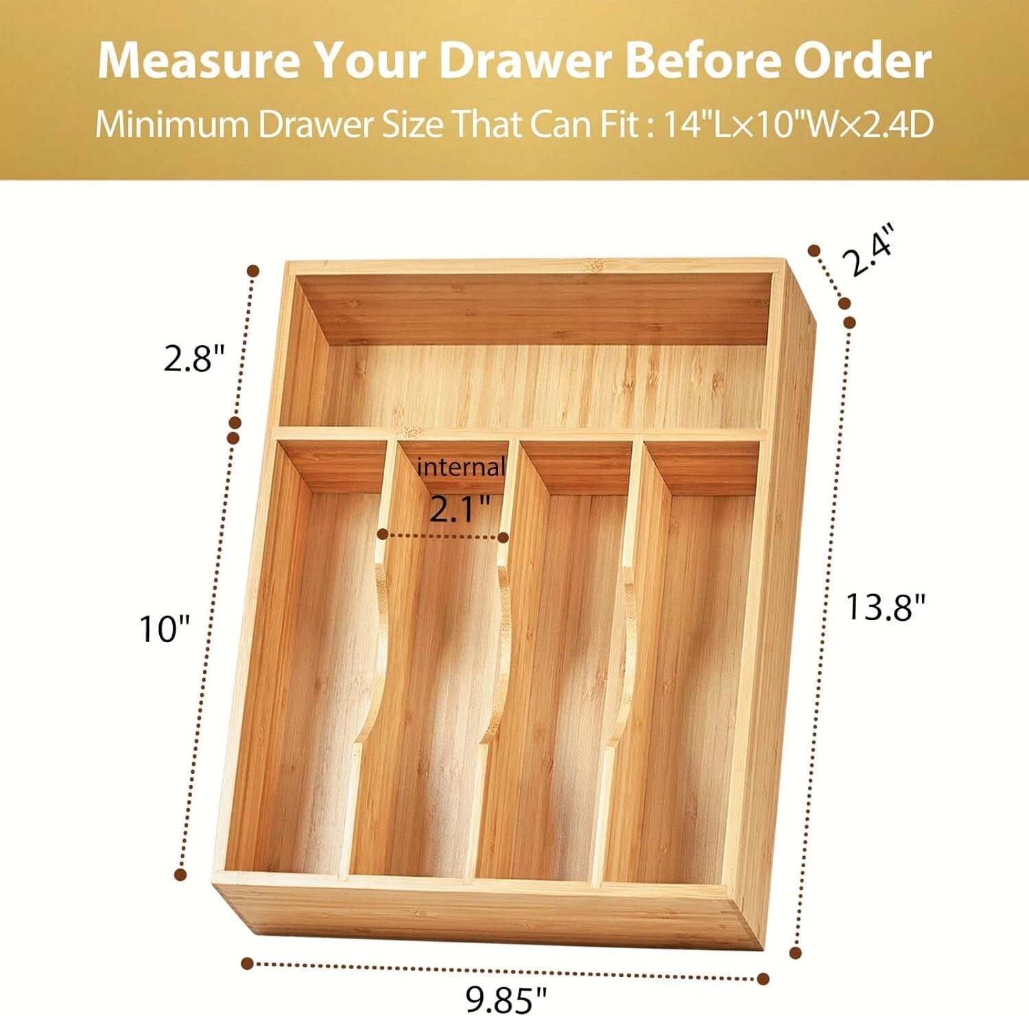 Kitchen Drawer Organizer, 10 Inch Silverware Utensil Tray Holder, Extra Deep, 07FC0E-D4 - KOEEK