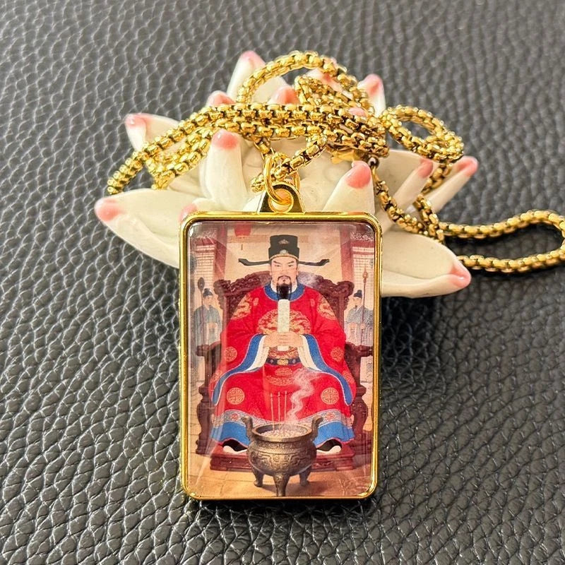 City God Necklace Double Sided Deity Pendant Ethnic Style Guardian Jewelry 07FC0E-D4 - KOEEK