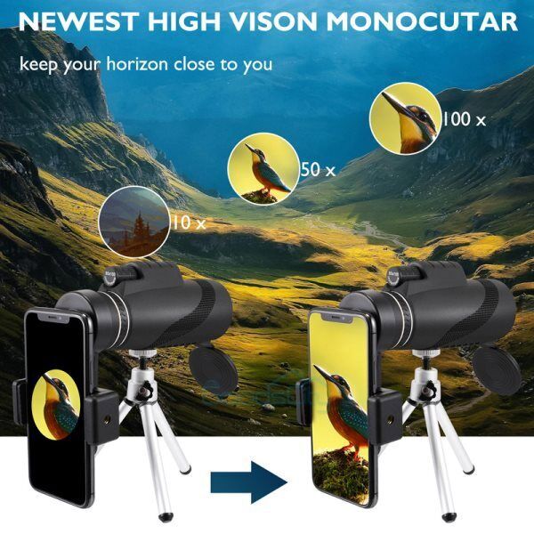 HD Day/Night Military Telescope 80X100 Zoom Monocular with Tripod