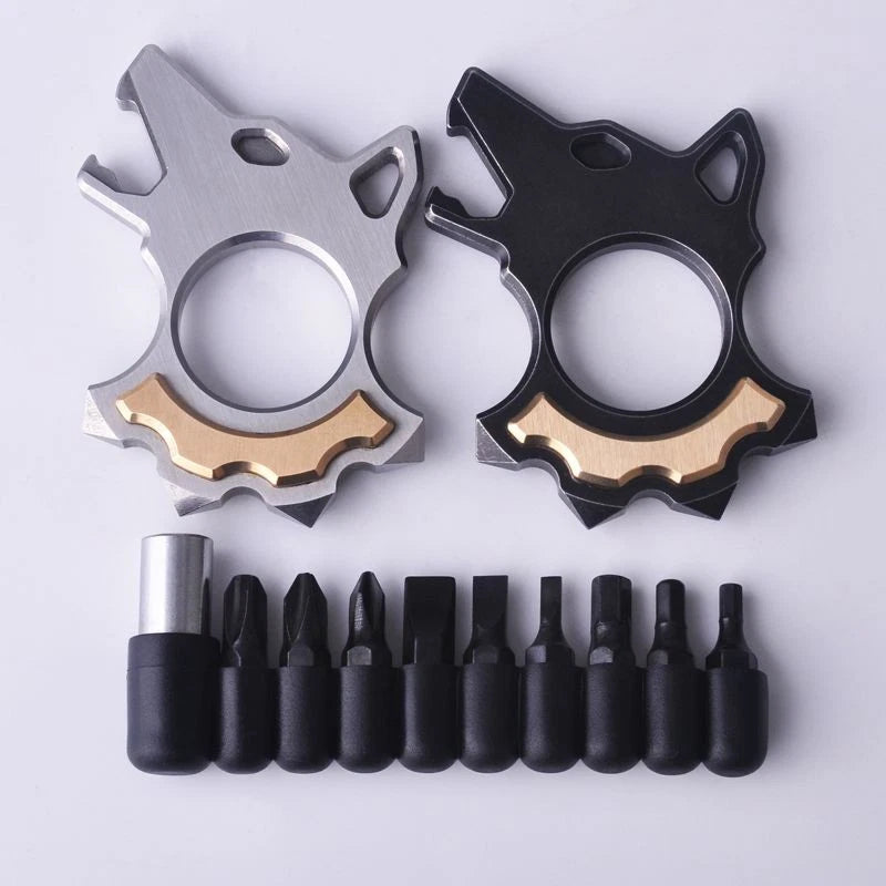 Stainless steel - Titanium alloy Wolf EDC Tool Screwdriver - Brass inlay 07FC0E-D4 - KOEEK