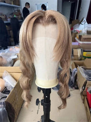 Final Fantasy 7 FF7 Aerith Zack Fair Cosplay Wig Handmade Unisex Long Hairpiece 07FC0E-D4 - KOEEK