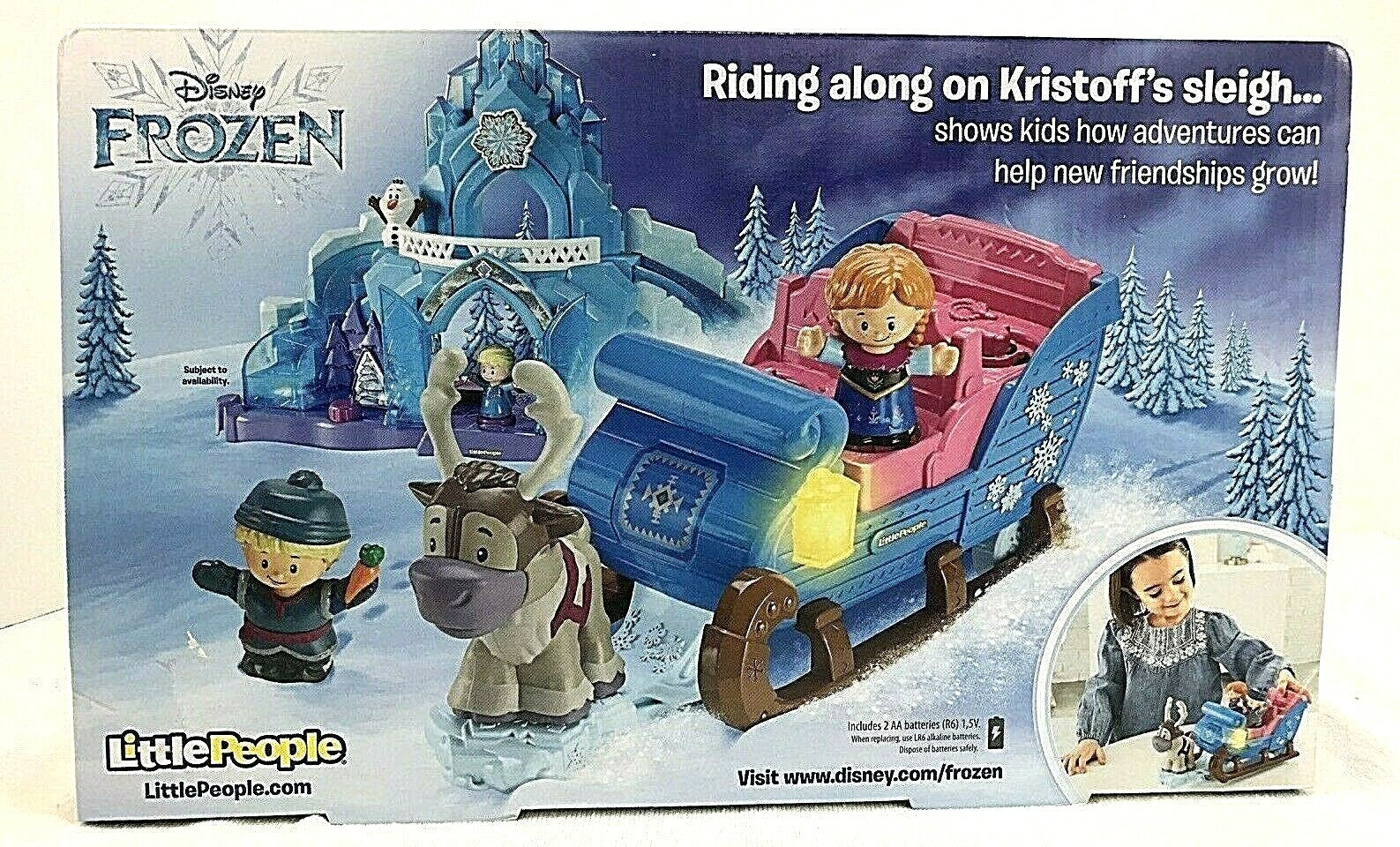 NIB Disney Frozen Kristoff's Sleigh Little People Anna Sven Light Up Christmas DISNEY - KOEEK