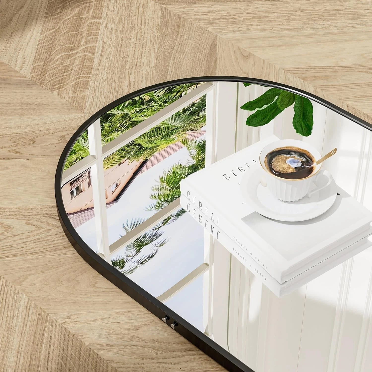16"x48" Hanging Mirror with Leather Strap,Full Length Mirror with Aluminum Frame 07FC0E-D4 - KOEEK