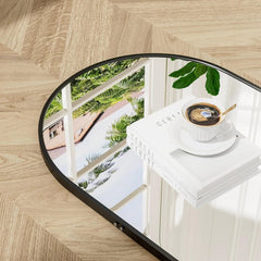 16"x48" Hanging Mirror with Leather Strap,Full Length Mirror with Aluminum Frame 07FC0E-D4 - KOEEK