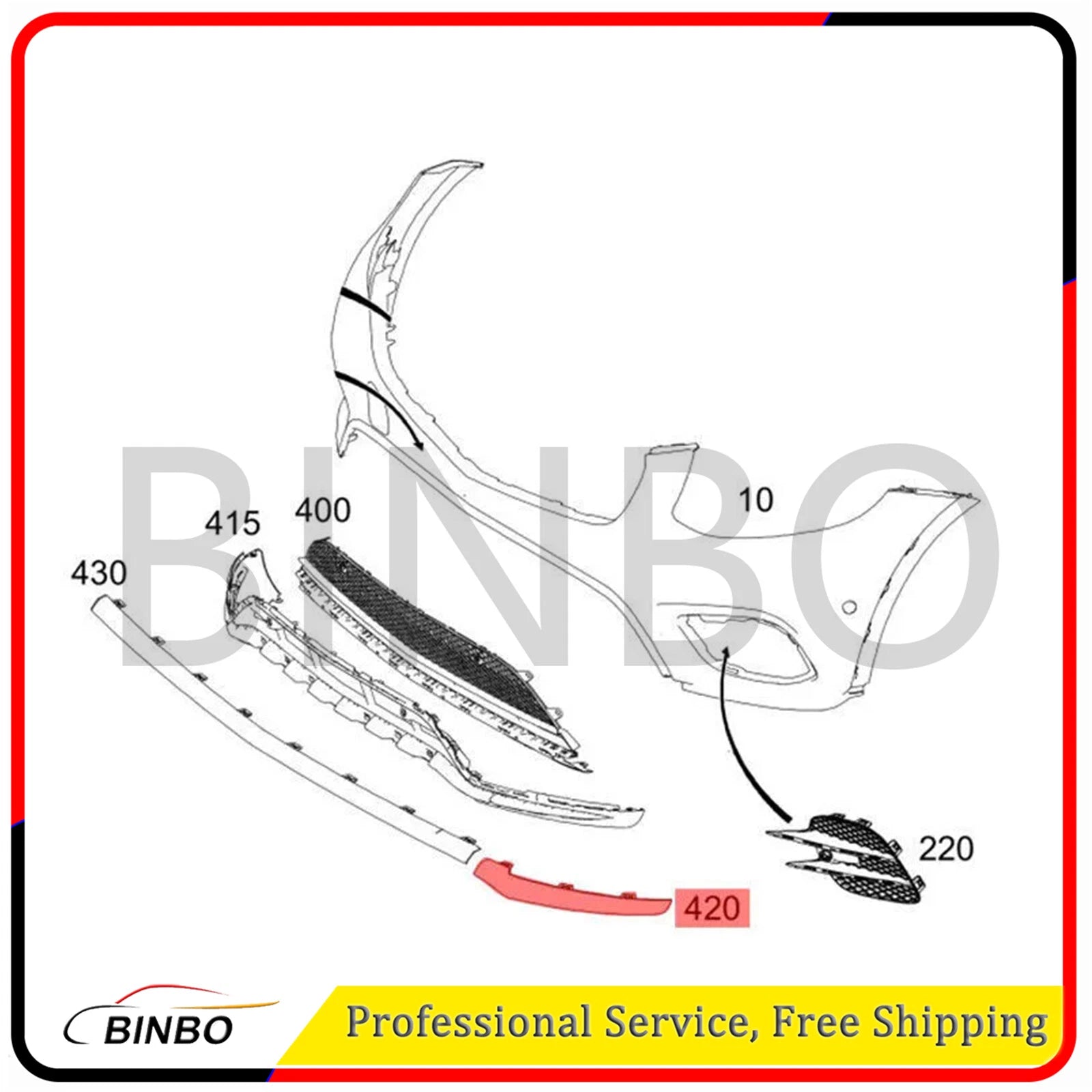 Left Driver LH Front Bumper Lip Black Trim Fit For 2017-2019 Mercedes X253 GLC 07FC0E-D4 - KOEEK