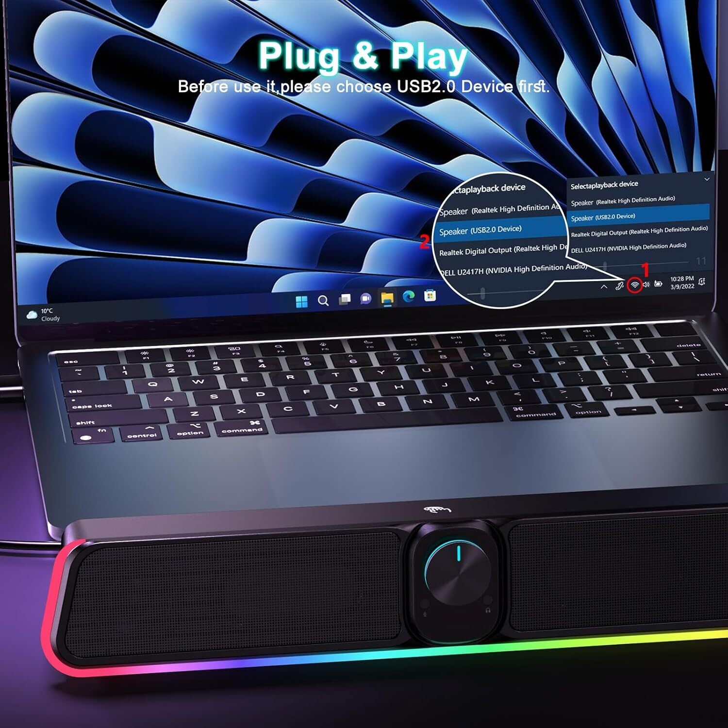 new Computer Speakers - Wired USB Powered Bluetooth E-3568 Black, Black 07FC0E-D4 - KOEEK