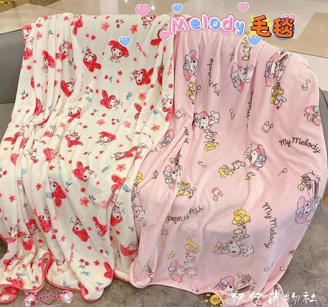 Cartoon My Melody Flannel Plush Blanket Throw Bedsheet Dormitory Bed Sofa Rug 07FC0E-D4 - KOEEK