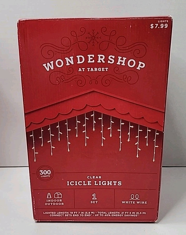 Lot of 4 - Wondershop at Target - 300 Clear Icicle Lights w/ White Wire - 19'7" WONDERSHOP - KOEEK