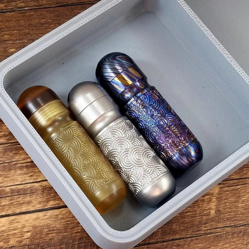 PEI Titanium Damascus Pill Holder Case Container Organizer Waterproof EDC Boxes 07FC0E-D4 - KOEEK