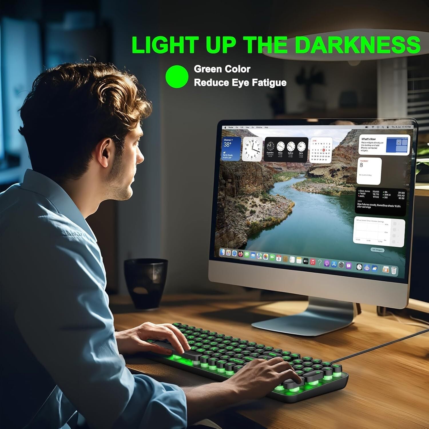new Large Print Backlit Keyboard, Wired USB Lighted Computer Multi-color 07FC0E-D4 - KOEEK