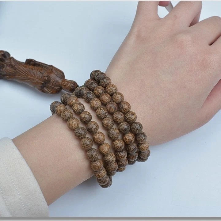 108 Beads Mala Necklace Multi Layer Buddhist Gift Agarwood Bracelet White Kyara 07FC0E-D4 - KOEEK