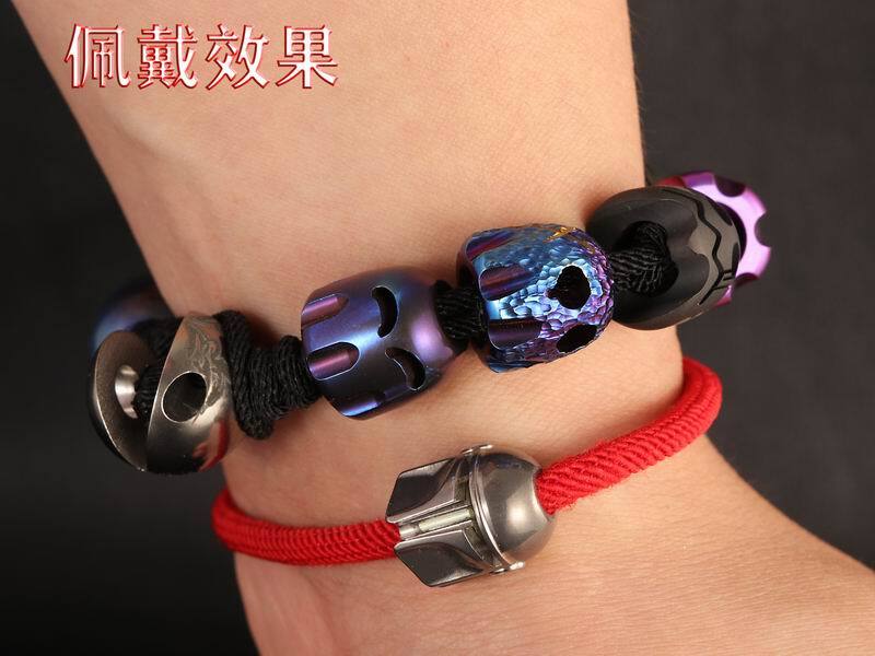 Titan Alloy Paracord Bead Knife Pendant EDC DIY Accessories Pacman Laugh 07FC0E-D4 - KOEEK