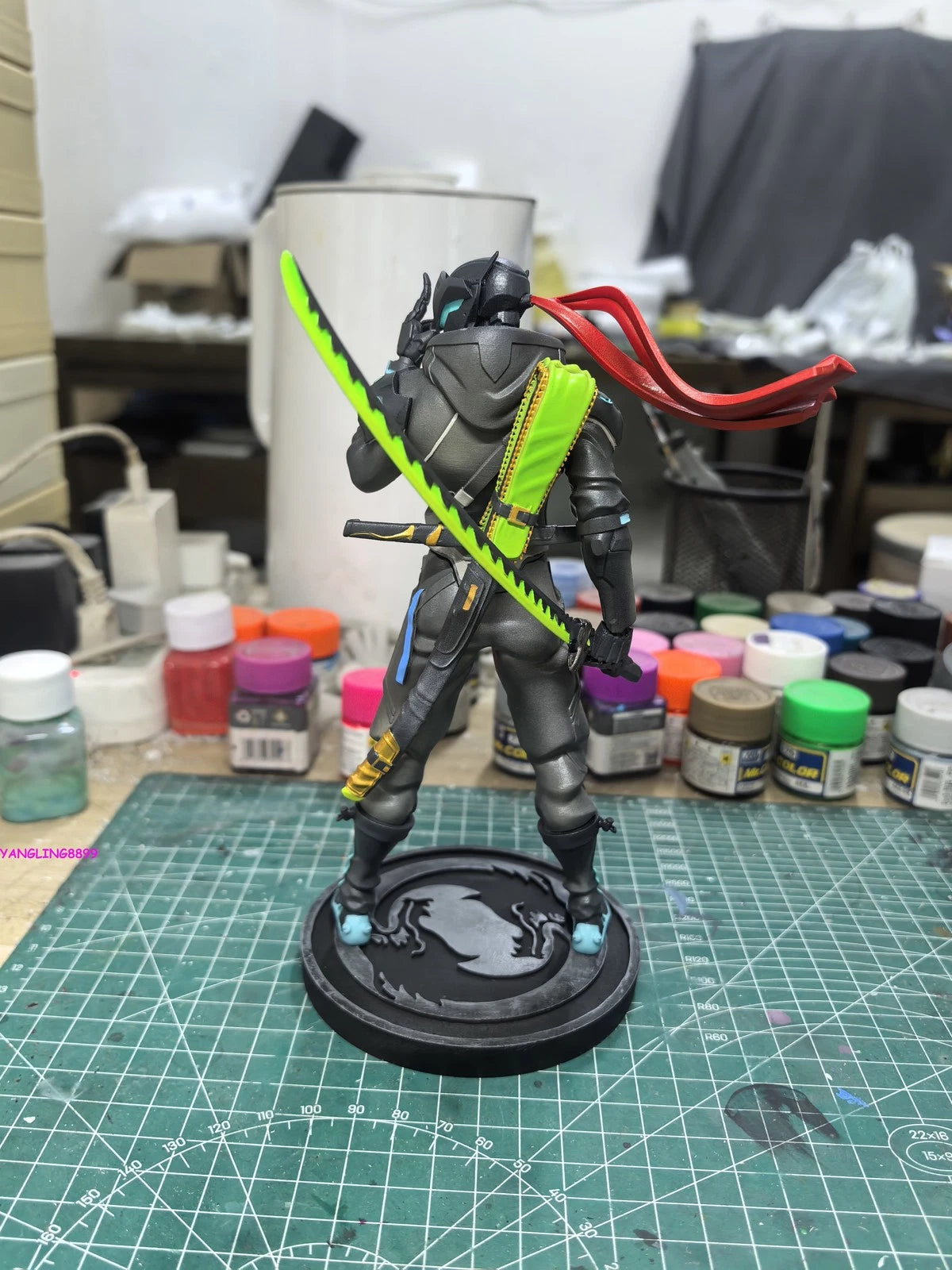 Overwatch Genji Handmade Resin Figure Model Collect w/ Base Fans Toy Gift 20cm 07FC0E-D4 - KOEEK