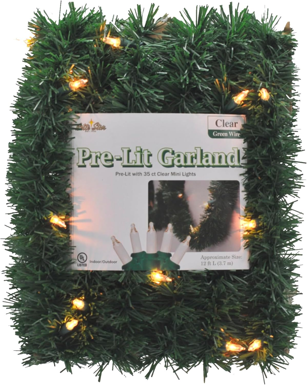 12-Foot Christmas Garland with Clear Lights - Perfect for Indoor or Outdoor Fire 07FC0E-D4 - KOEEK