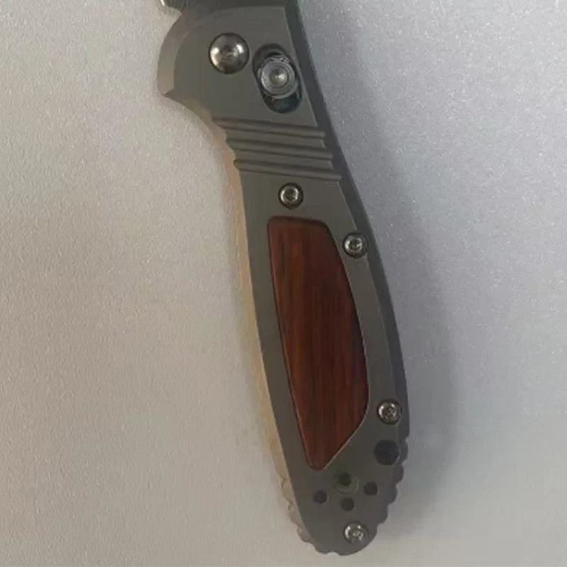 Titanium +Natural Wood Handle Scales for Benchmade Griptilian 555-556 Knives 07FC0E-D4 - KOEEK