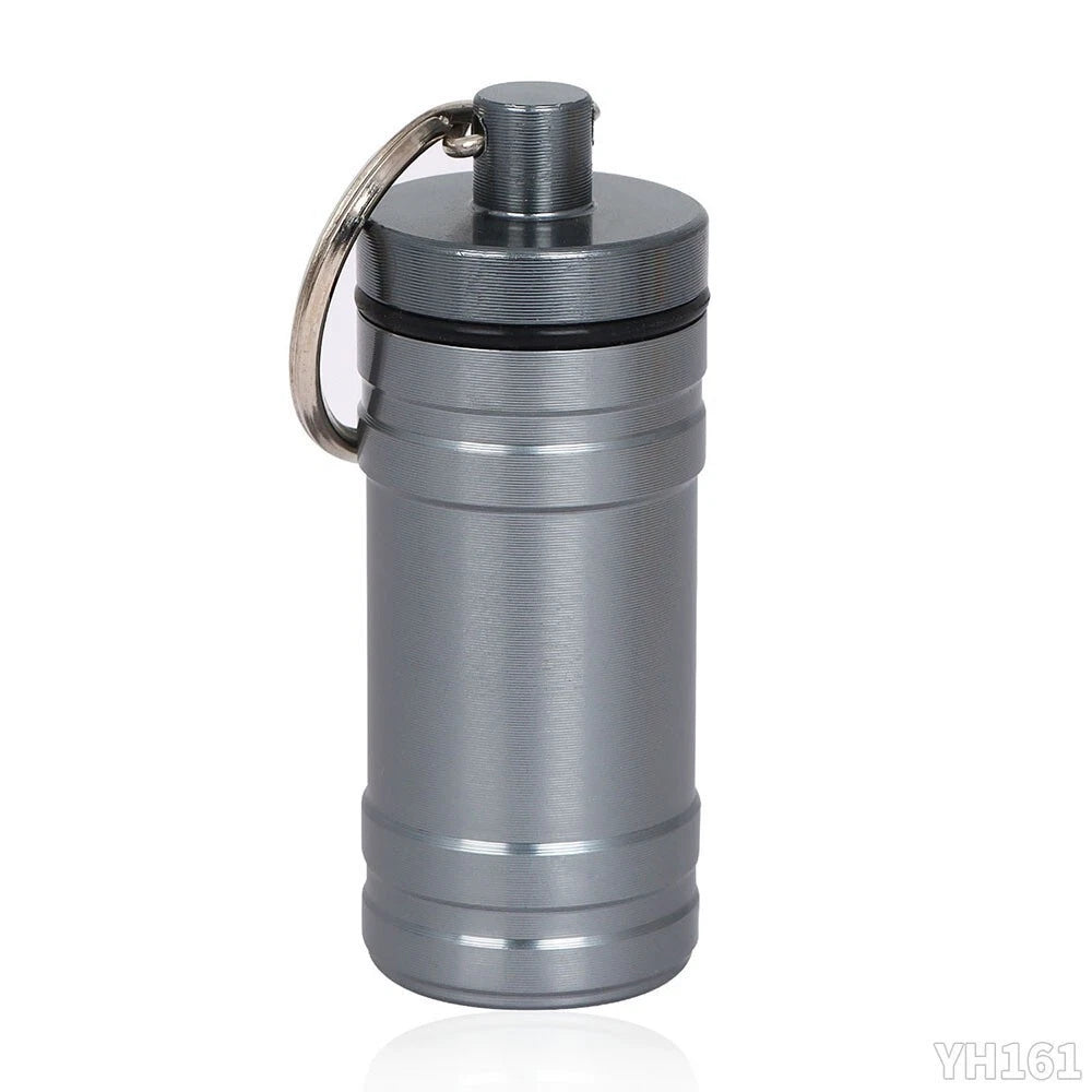 Premium Aluminum Waterproof Medication Pill Container Box Spoon With Keychain 07FC0E-D4 - KOEEK