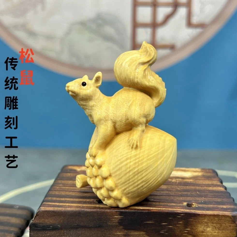 7cm Boxwood Carved Pair of Wealth Hand Pieces Home Décor Chinese Style Gift 07FC0E-D4 - KOEEK