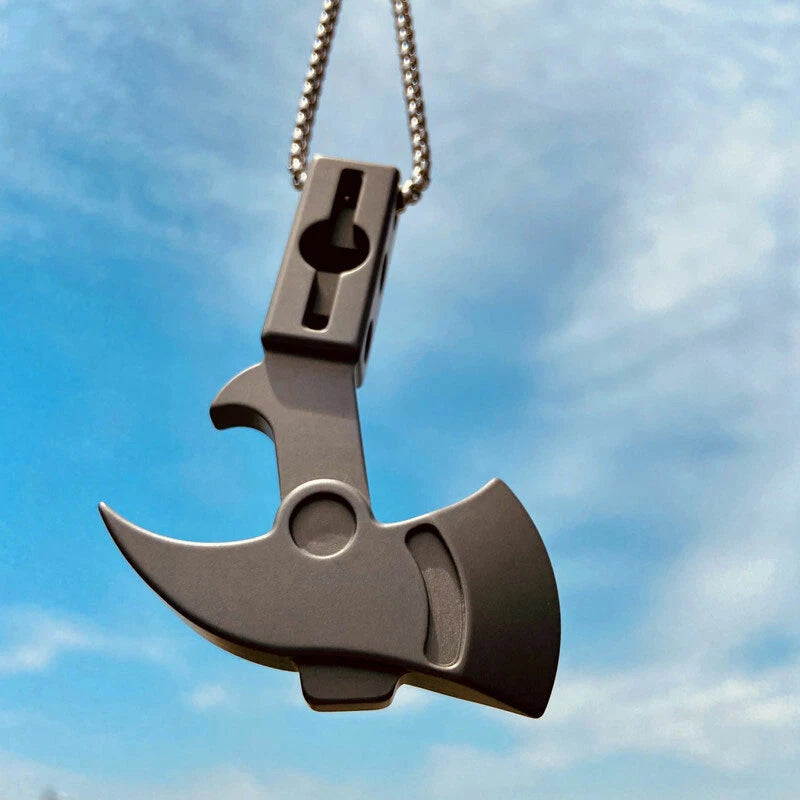 Titanium Alloy Axe Style Keychain Pendant Necklace Opener Crowbar EDC Multi Tool 07FC0E-D4 - KOEEK