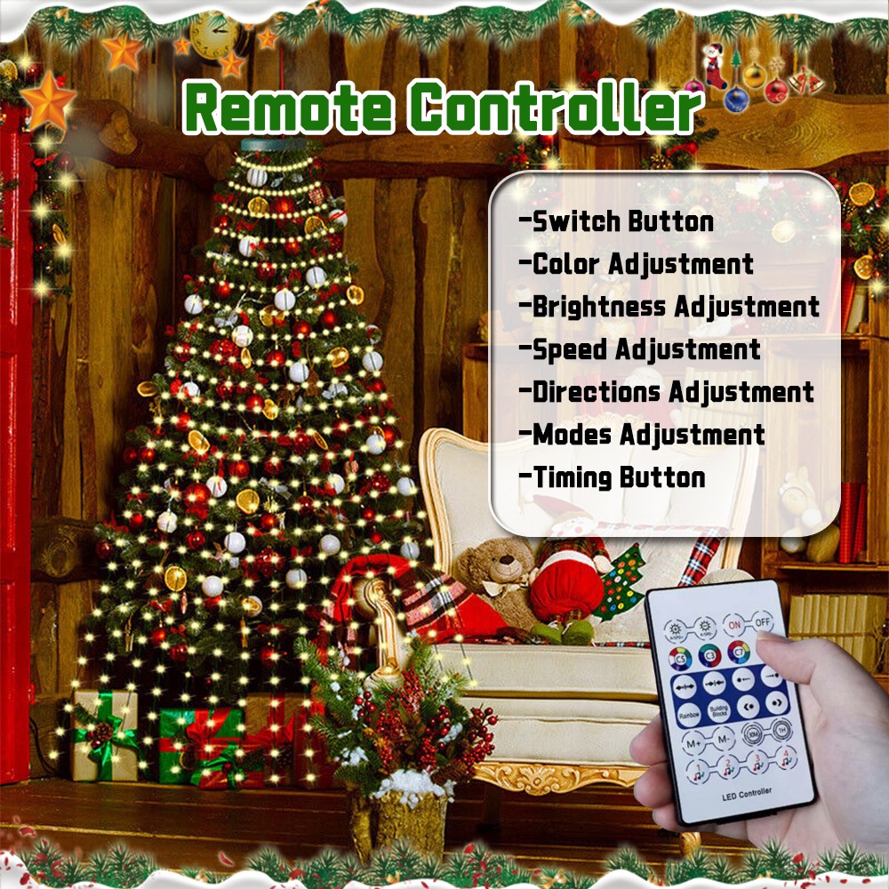 400LED Christmas Tree Waterfall Lights Fairy String Outdoor Waterproof Decor RGB 07FC0E-D4 - KOEEK