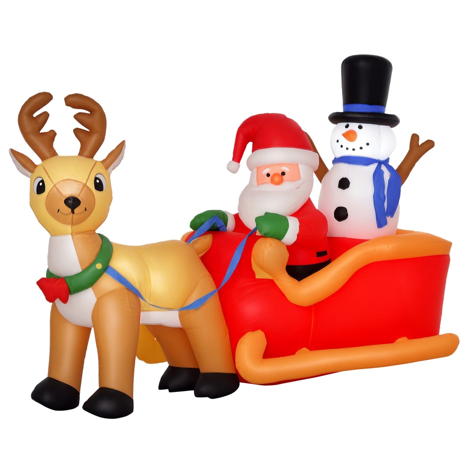 HOMCOM 6.5ft Christmas Inflatable Santa Claus on Sleigh Deer with LED Light HOMCOM - KOEEK