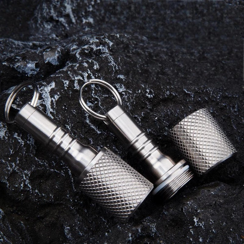 Titanium Pill Holder Case Organizer container Waterproof Portable Keychain EDC 07FC0E-D4 - KOEEK