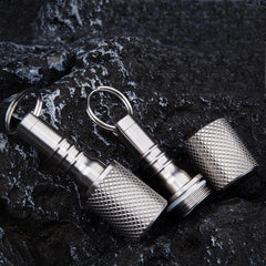Titanium Pill Holder Case Organizer container Waterproof Portable Keychain EDC 07FC0E-D4 - KOEEK
