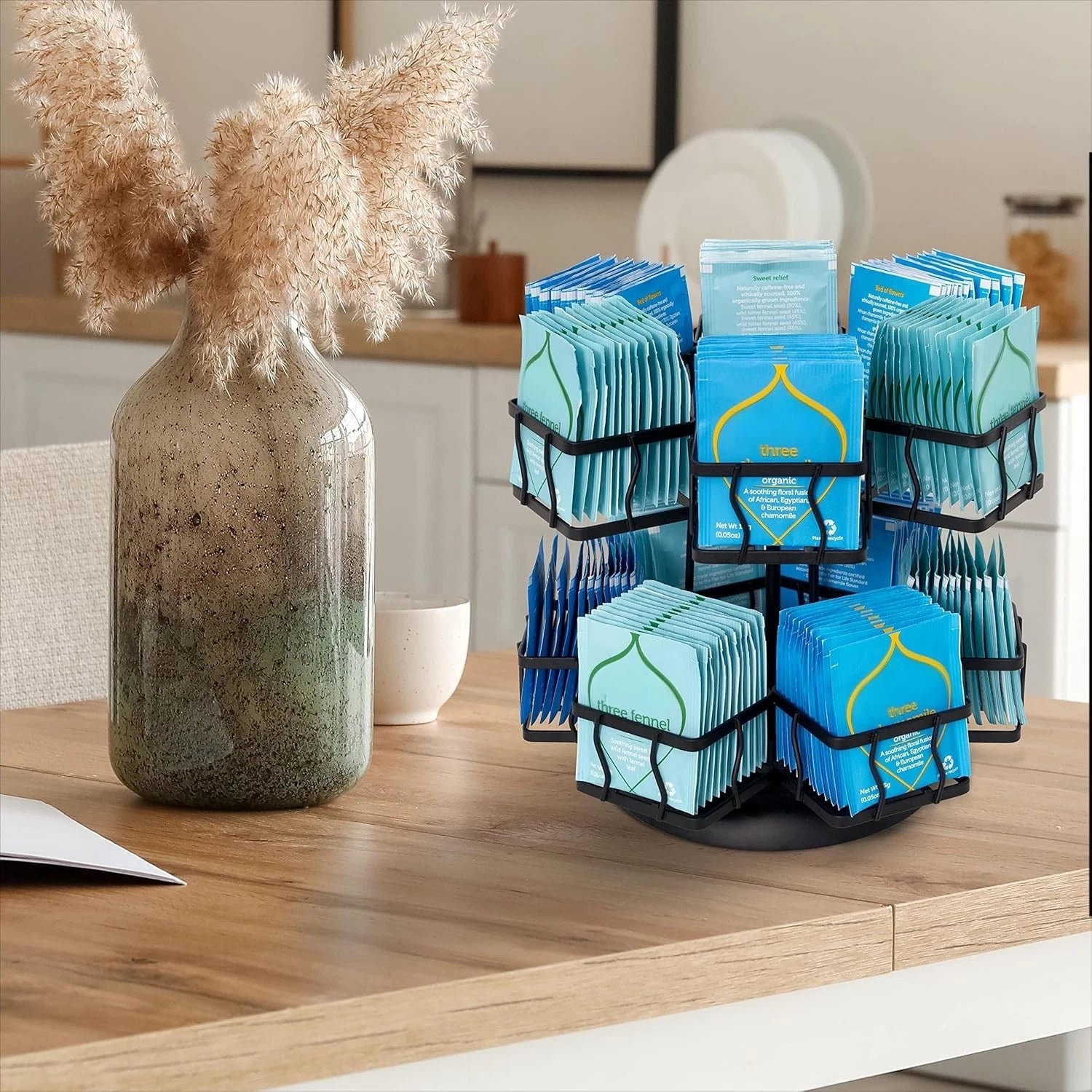 Tea bag storage rack - Rotating carousel stand with 12 compartments 07FC0E-D4 - KOEEK