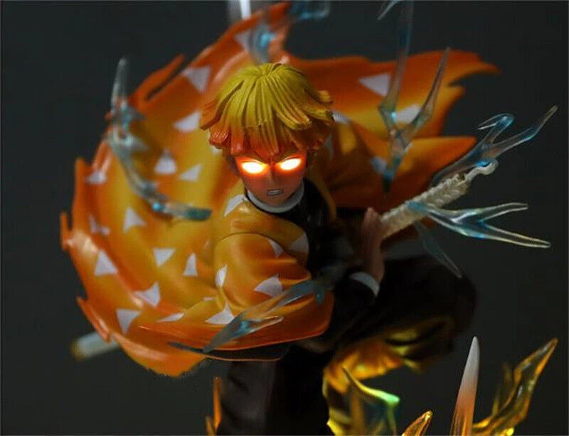 30cm Demon Slayer Agatsuma Zenitsu LED Light Action Figure Statue High Model Toy 07FC0E-D4 - KOEEK