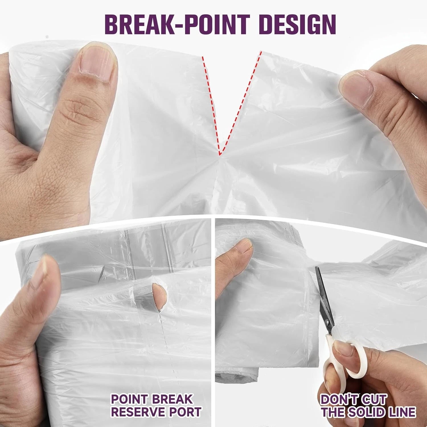 8-gallon trash bags Medium drawstring trash bags - 80 transparent white bags 07FC0E-D4 - KOEEK