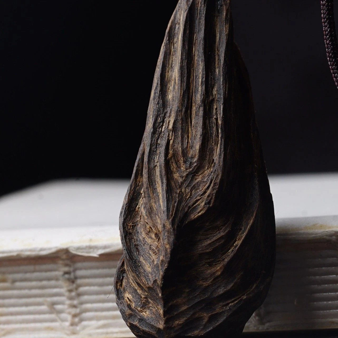 Vietnam Agarwood Pendant Natural Black Ky Nam Old Wood Carved Necklace 07FC0E-D4 - KOEEK