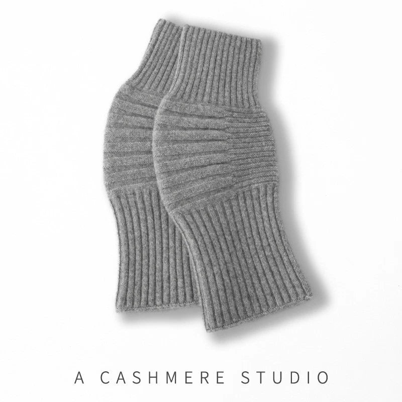 Unisex Mens Winter  Cashmere Khaki Knitted Knee Warmers Protection Pads 07FC0E-D4 - KOEEK