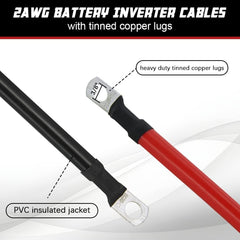 new 2 AWG Battery Cable 3FT 2 Gauge Pure Copper Inverter 3 FT-2 07FC0E-D4 - KOEEK