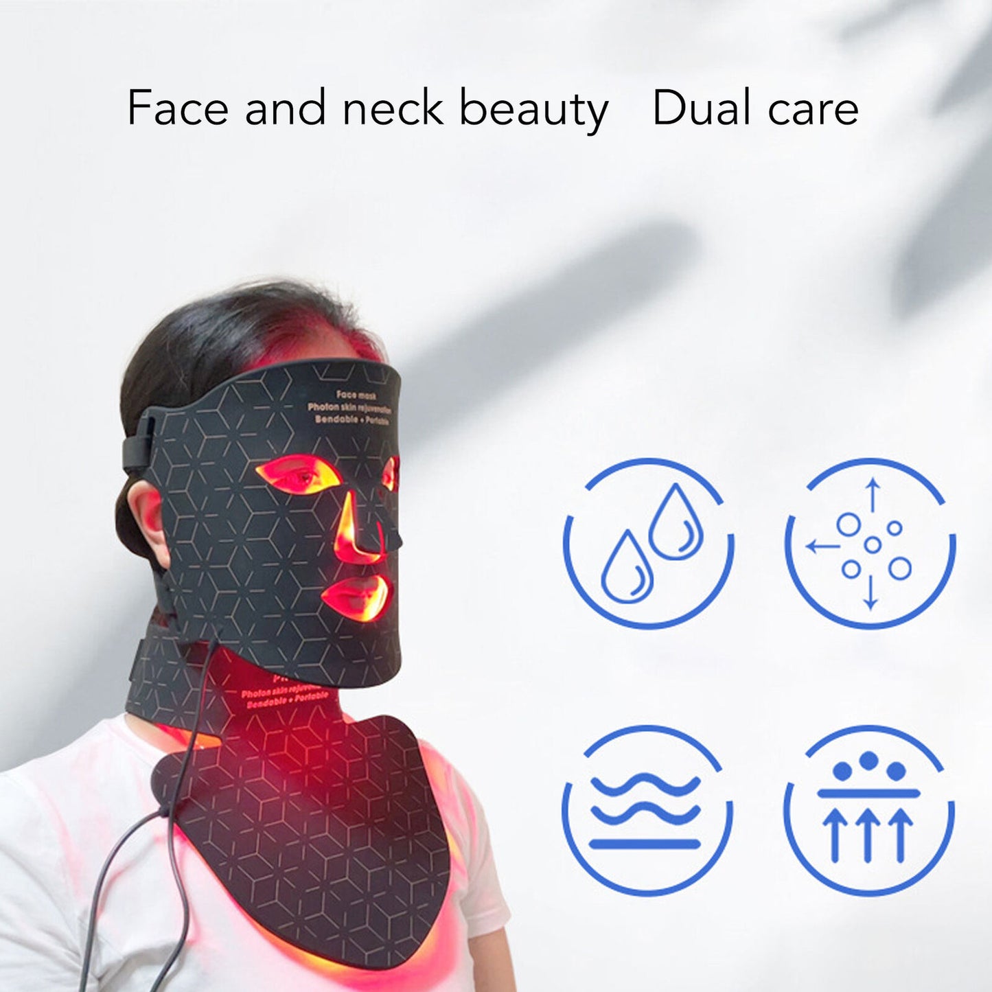 new LED Light Face Device With Neck Scarf Silicone Lightweight 4 Colors LED Ligh HGF koeek - KOEEK