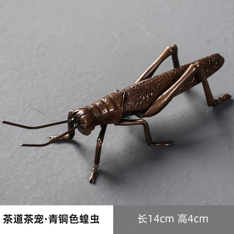 14cm Chinese Brass Grasshopper Ornament Retro Tea Pet Decoration Handicraft 07FC0E-D4 - KOEEK