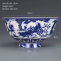 Blue White Figure Guiguzi Downhill Bowl Antique Ornaments Porcelain Collection 07FC0E-D4 - KOEEK