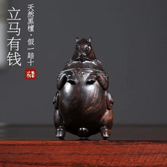 Blessing Ornament for The Year of Horse - Black Walnut Wood “马上有钱” 07FC0E-D4 - KOEEK