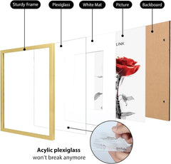6x8 Photo Frame Gold Set, Wooden Photo Frame with Liner (4x6 Size) 07FC0E-D4 - KOEEK