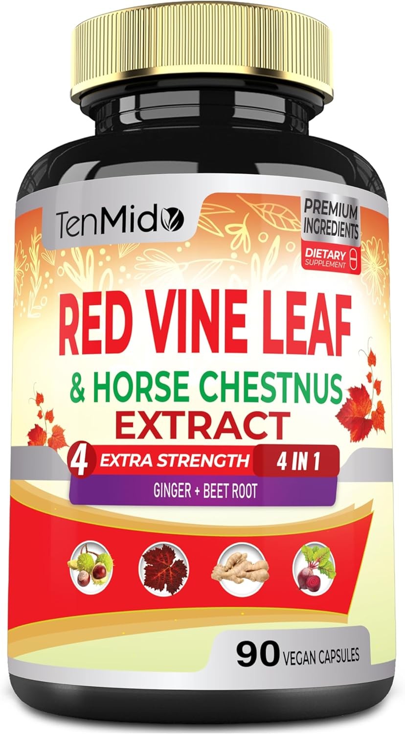 new Red Vine Leaf Extract Capsules - with Horse Chestnut, Beet Root, Ginger -... 07FC0E-D4 - KOEEK