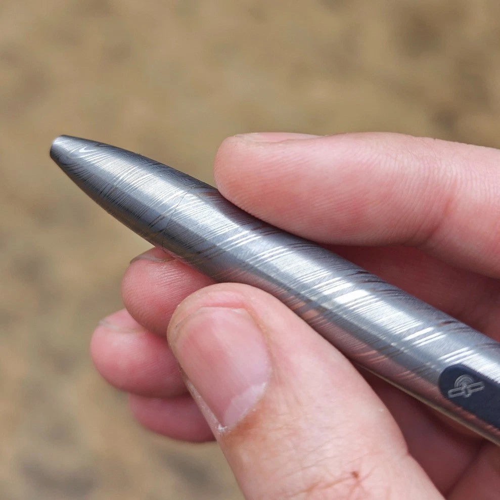 Damascus Steel EDC Pen - Tactical Writer w/ Glass Breaker & Unique Pattern. 07FC0E-D4 - KOEEK