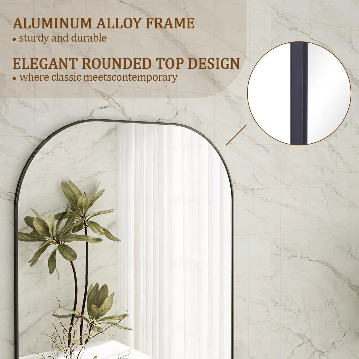 56"x21" Mirror Full Length with Stand, Black Top Square-Edged Floor Mirror 07FC0E-D4 - KOEEK