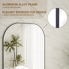 56"x21" Mirror Full Length with Stand, Black Top Square-Edged Floor Mirror 07FC0E-D4 - KOEEK
