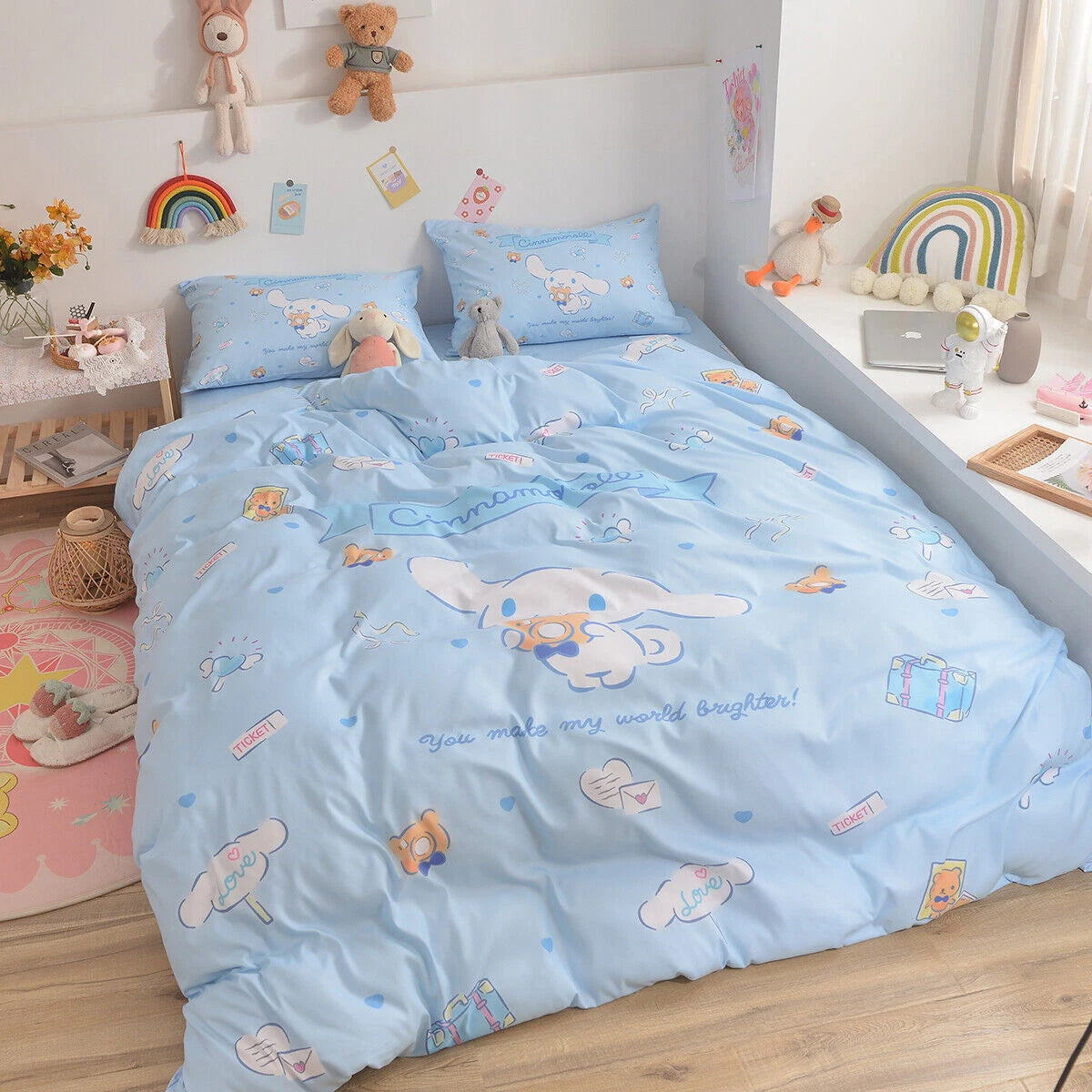 Kurami My Melody Cinnamoroll Cartoon Bedding Set Quilt Sheet Cover Pillow Case 07FC0E-D4 - KOEEK