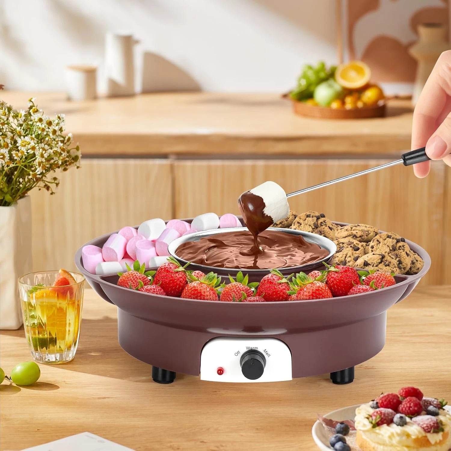 MINI Melting Fondue Set, 10oz Electric Chocolate Melting Pot with 6PCS Forks 07FC0E-D4 - KOEEK