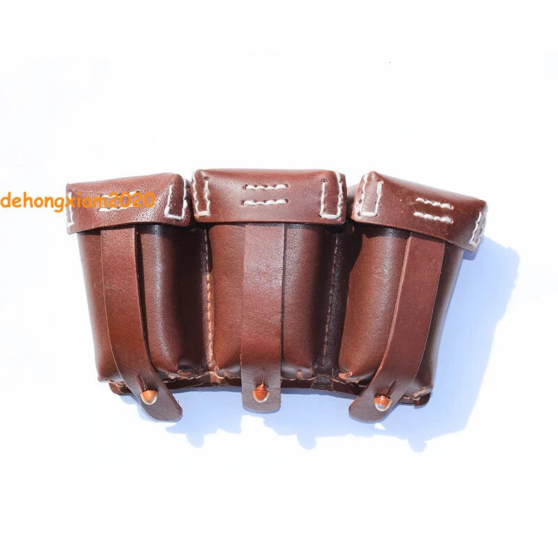 WW2 German Army Cowhide Belts Y-shape Double Straps Ammo Pouch Reproduction 98K 07FC0E-D4 - KOEEK