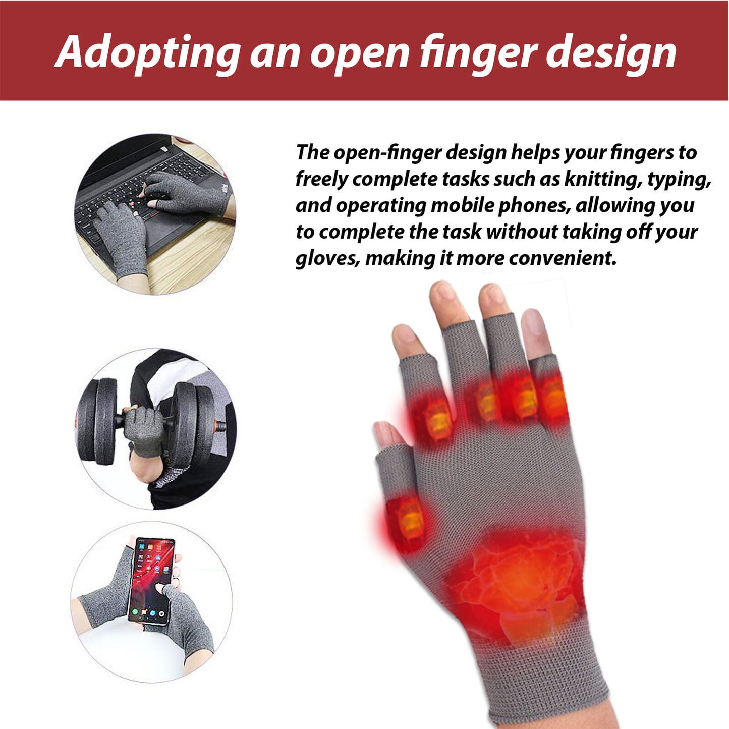 new Compression Gloves for Carpal Tunnel Fingerless Half Typing Open-Finger Gloves koeek - KOEEK