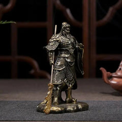 14cm Resin Chinese Guan Gong Feng Shui Buddha Statue Bronze Color Ornaments 07FC0E-D4 - KOEEK
