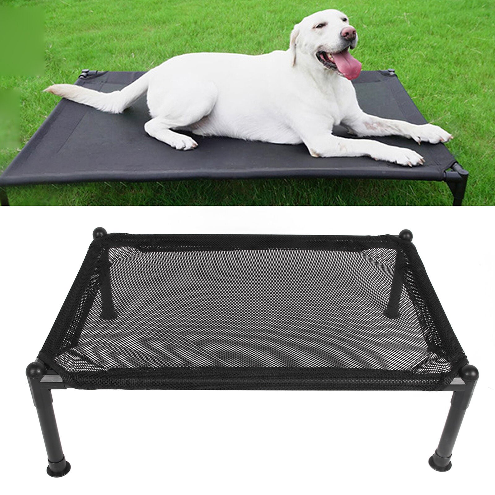 new Elevated Dog Bed Metal Frame Breathable Mesh Outdoor Raised Dog Bed All Seasons koeek - KOEEK